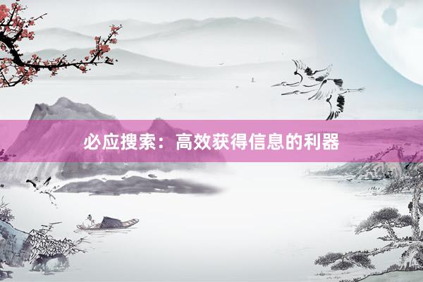 必应搜索：高效获得信息的利器